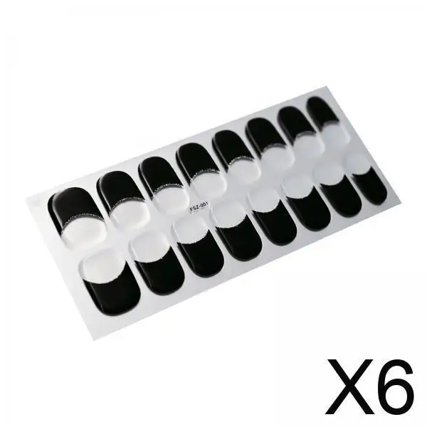 

6 полуотвержденных гелевых полосок для ногтей, наклейки для полных ногтей, глянцевые яркие полоски для салона гель-лака для ногтей