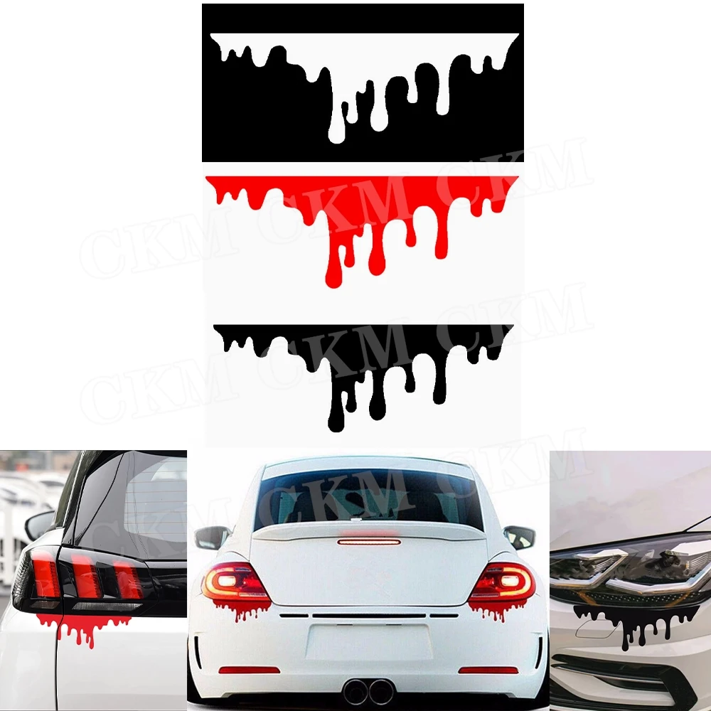 Red Blood Drips Stickers Auto Halloween Theme Decorative Glass Car Decals Holographic Car Headlight Sticker Waterproof Bumper