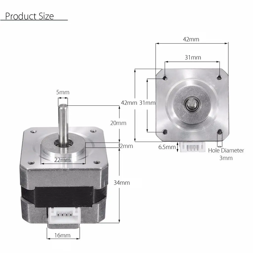 Metal Nema 17 Stepper Motor 28N.cm 0.4A 12V 1.8° for CNC 3D