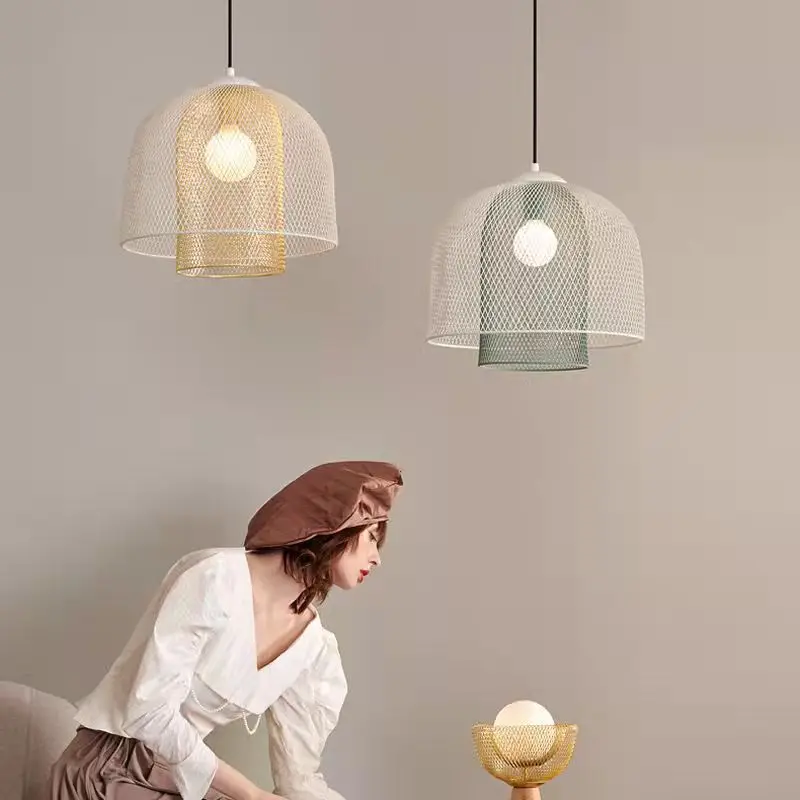 Imagem -02 - Nordic Designer Lustre Lustres para Sala de Jantar Sala Estar Decoração Luz Moderno e Minimalista Malha Ferro Pendurado Lâmpadas para Teto