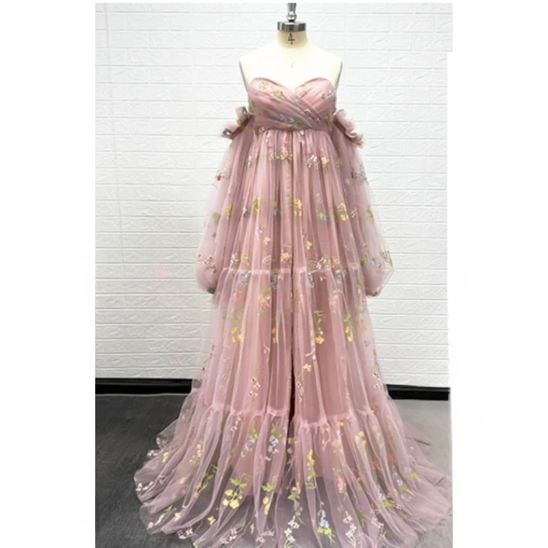 Flower Embroidery Tulle Maternity Dresses Photoshoot Ruffles Puffy Sleeve Long Robes - Pregnancy Photoshoot Gown baby shower - AliExpress 1501 Flower Embroidery Tulle Maternity Dresses Photoshoot Ruffles Puffy Sleeve Long Robes - Pregnancy Photoshoot Gown baby shower - AliExpress 1501
