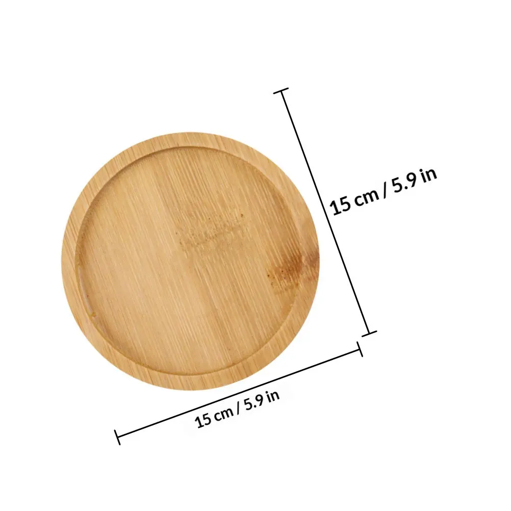 4Pcs Bamboo Flowerpot Accessory Tray Eco Friendly Plant Pots Saucer Set for Succulents Herbs Indoor Plants Creative Garden Tray