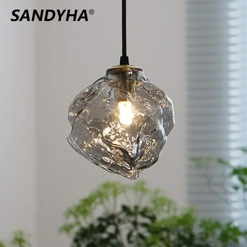 

SANDYHA Modern Glass Creative Lava Pendant Lights Luxury Chandeliers for Bedroom Bedside Restaurant Dining Room LED Hanging Lamp