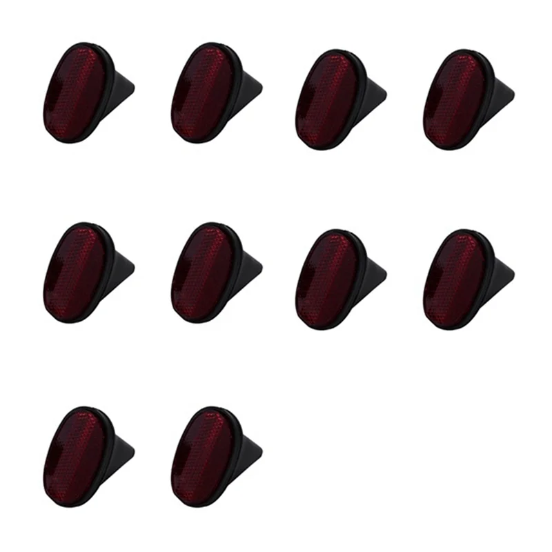 

Leading-10Pcs Bicycle Rear Reflector Mudguard Oval Warnning Red Black