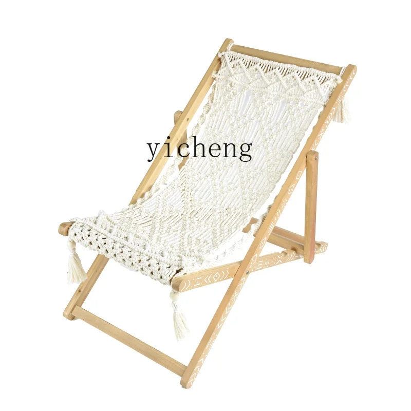 TQH hand-woven recliner Moroccan national style folding chair Solid wood indoor adult leisure chair