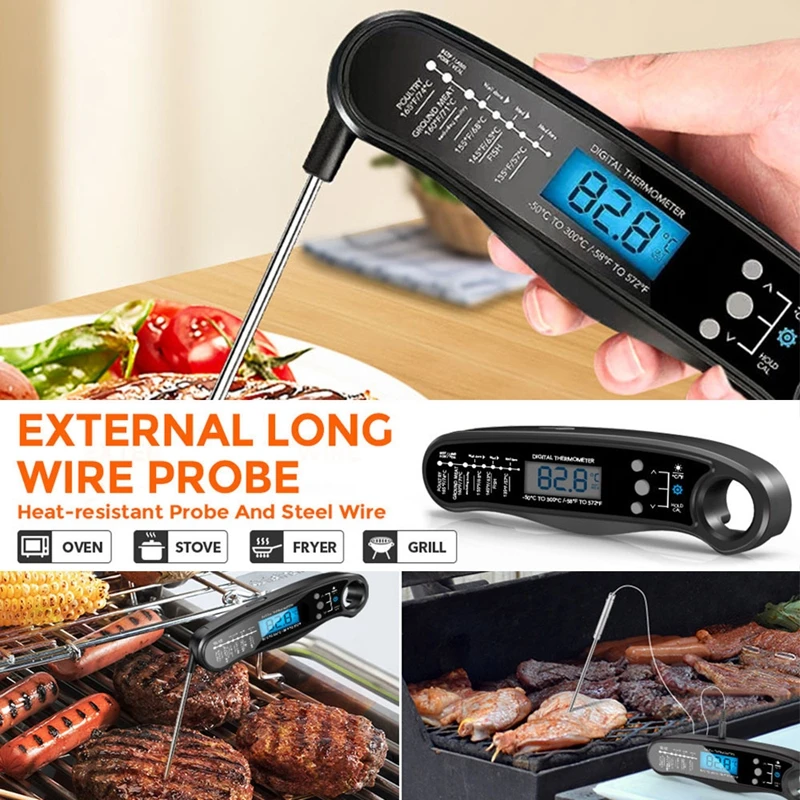 BBQ Meat Thermometer Digital Food Thermometer with 2 Probe Cooking Thermometer Milk Heat Gauge For Meat Kitchen Thermometer