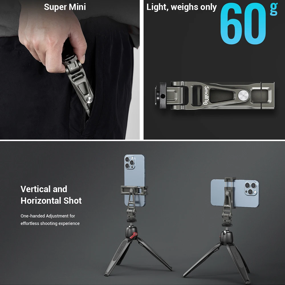 SmallRig Multifunctional Universal Metal Smartphone Holder with Cold Shoe Mount and 1/4\