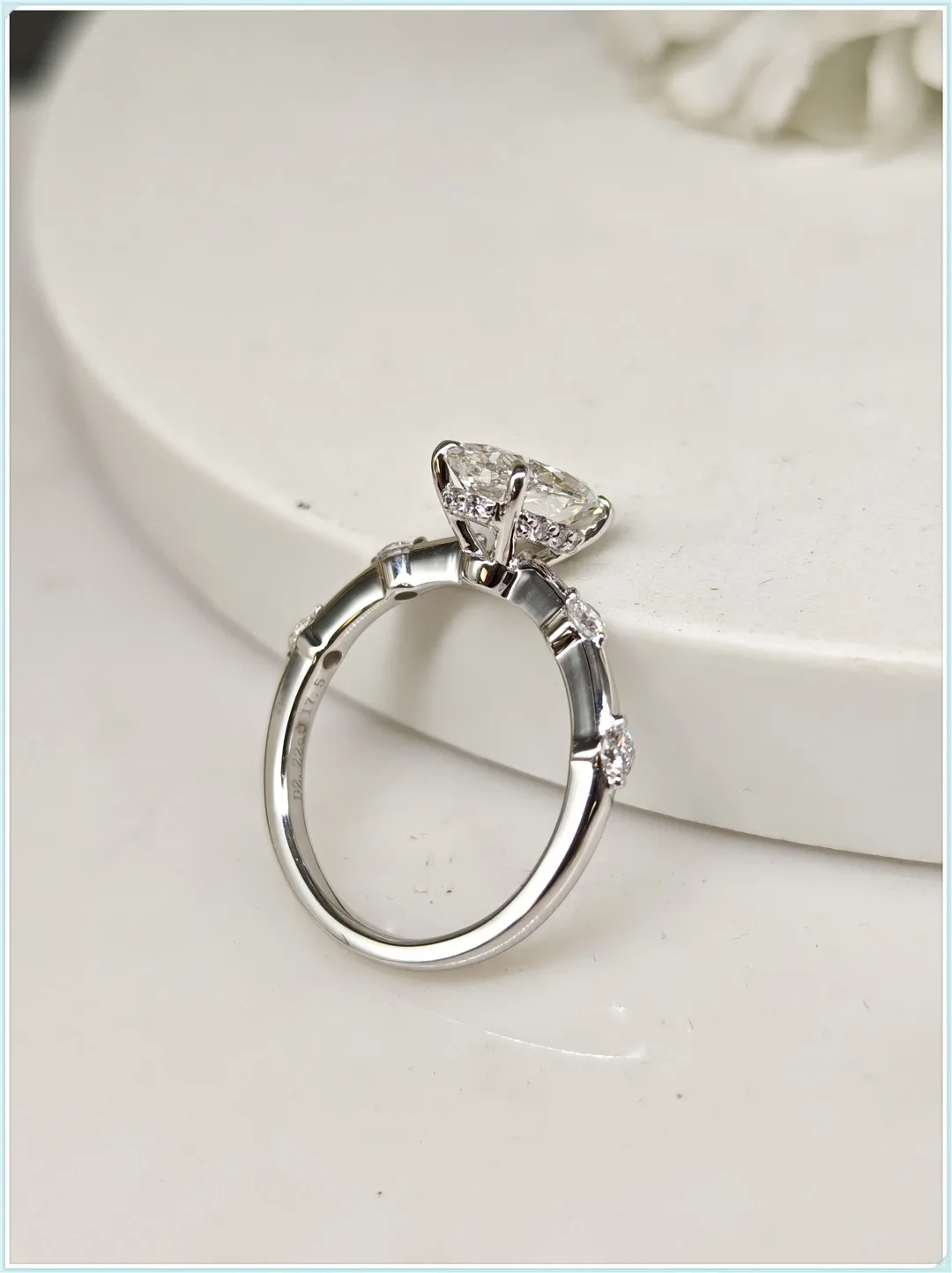 10K Gold Lab-Grown Diamond Elliptical 2-Carat 5-Stone Wedding Ring, 18K White Gold Platinum Engagement Ring, Advanced Jewelry