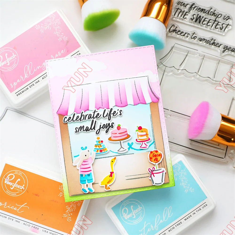 

June 2025 New Pink Gelato on the Go Patisserie Pals Metal Cutting Dies Stamps Stencils Hot Foil Set DIY Scrapbook Card Embossing