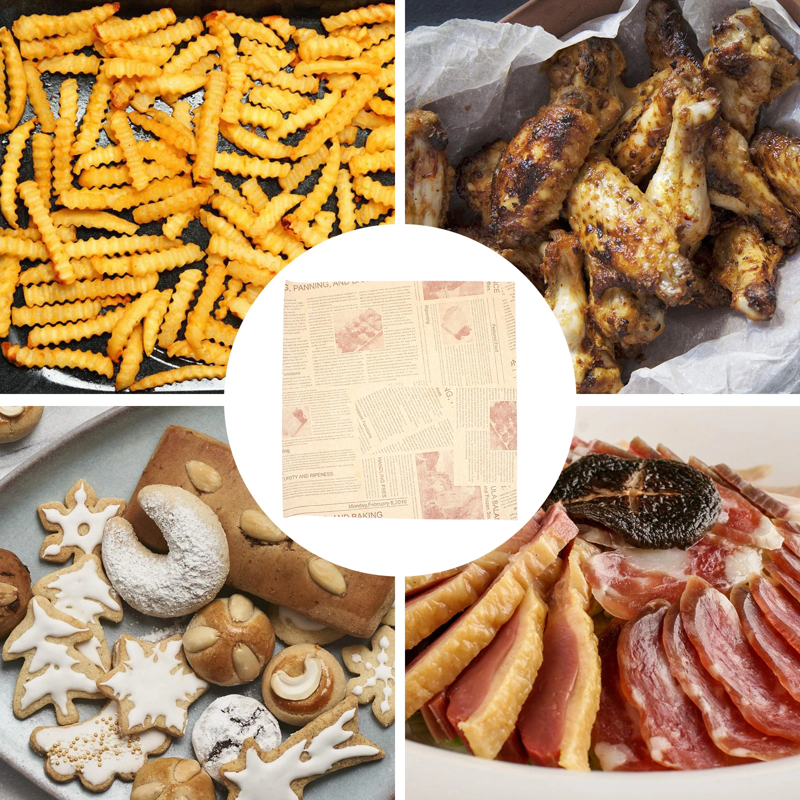 

100 Sheets Food Wrap Paper Greaseproof Baking Parchment Sheets for Party Picnic Wedding Holiday Food Presentation