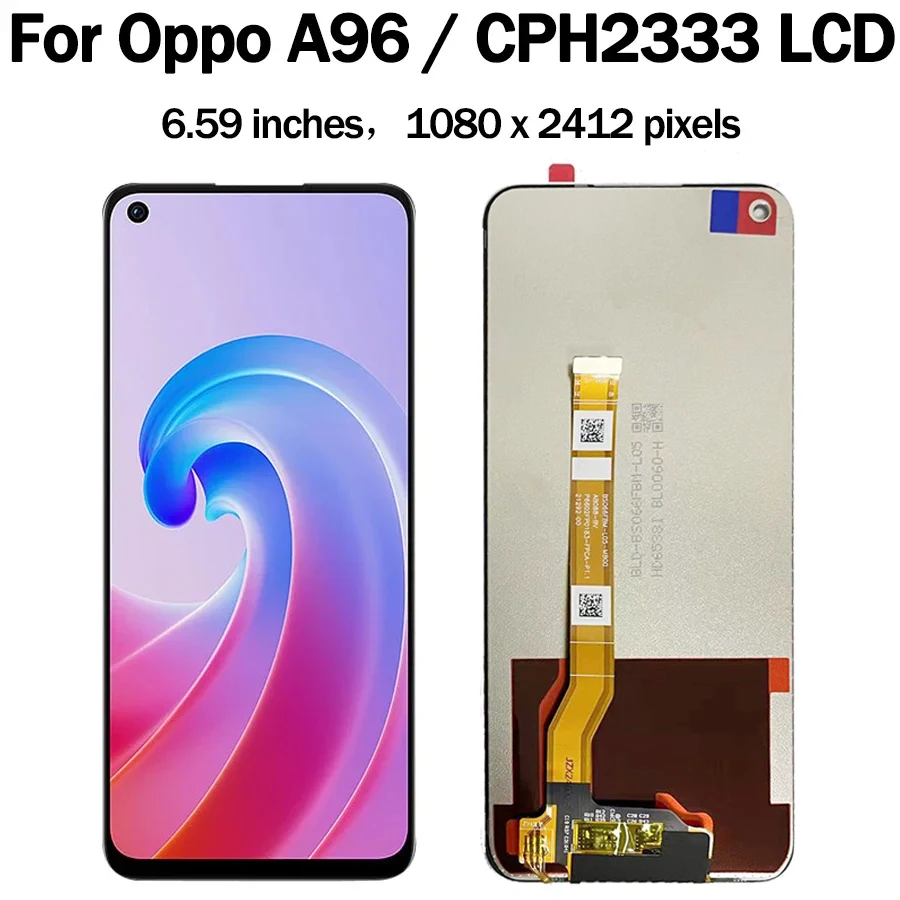 High Quality For OPPO A96 Global LCD CPH2333 Display Screen LCD Touch Panel Digitizer Replacement For Oppo A96 4G LCD With Frame