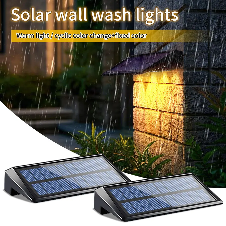 

2 Pack Solar Wall Lights 4 LED Solar Fence Lights Outdoor Waterproof Solar Deck Lights Wall Lights for Fence Post Yard Pathway