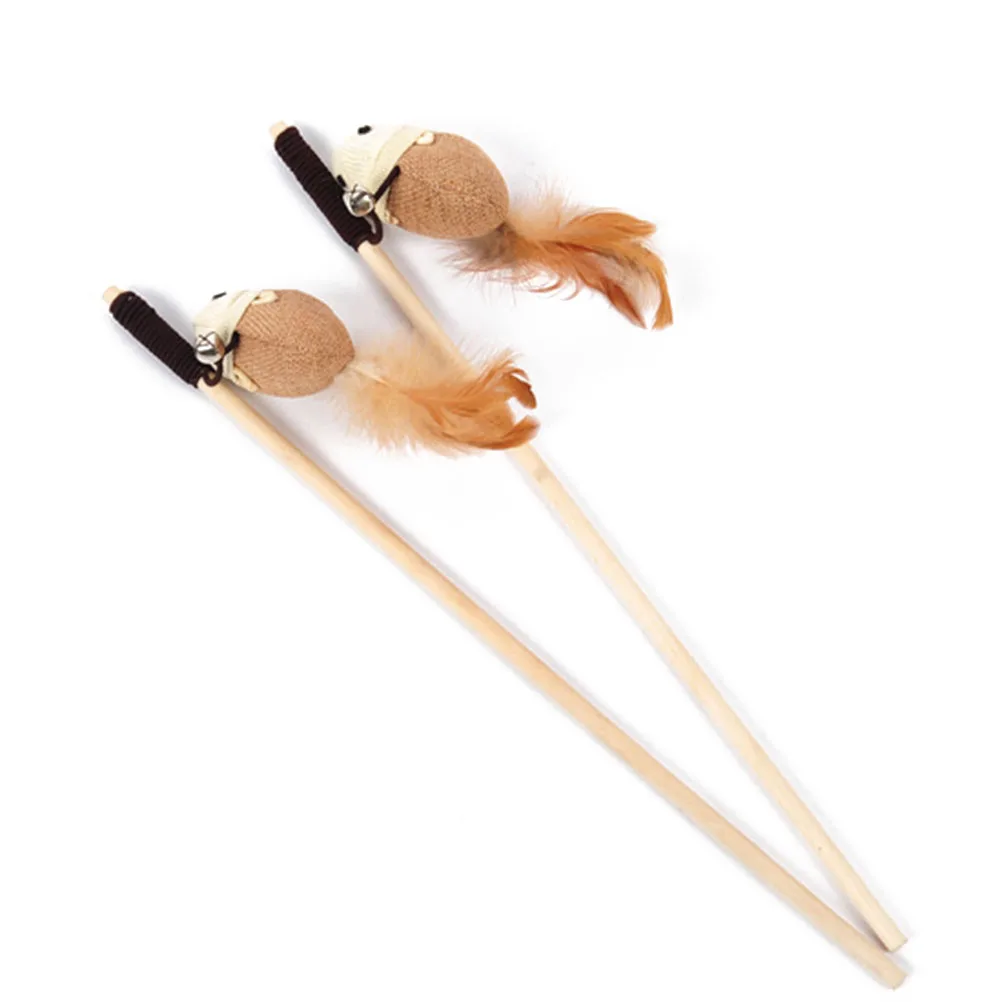 

Cat Teaser Linen Lure Pet Portable Interactive Wooden Cats Entertainment