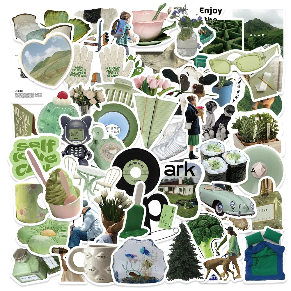 

62 шт., милые зеленые мультяшные наклейки «сделай сам», INS, стиль, граффити, наклейки, украшения, скрапбук, ноутбук, холодильник, велосипед, детские наклейки, игрушки, подарки