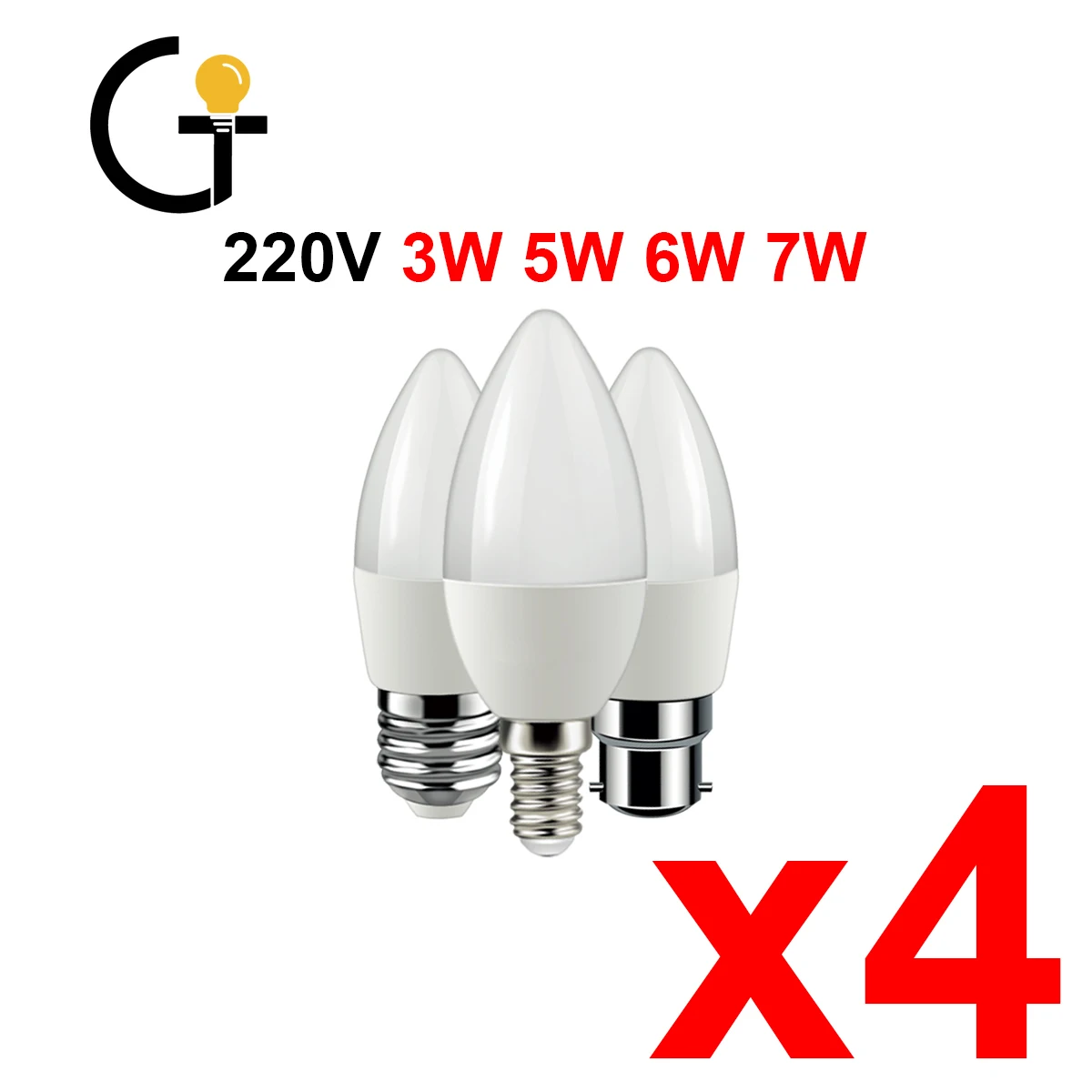 

4Pcs Led Candle Bulb C37 3w 5w 6w 7w E14 E27 B22 AC220V Warm White Cold White Daylight For Home Decoration Lamp