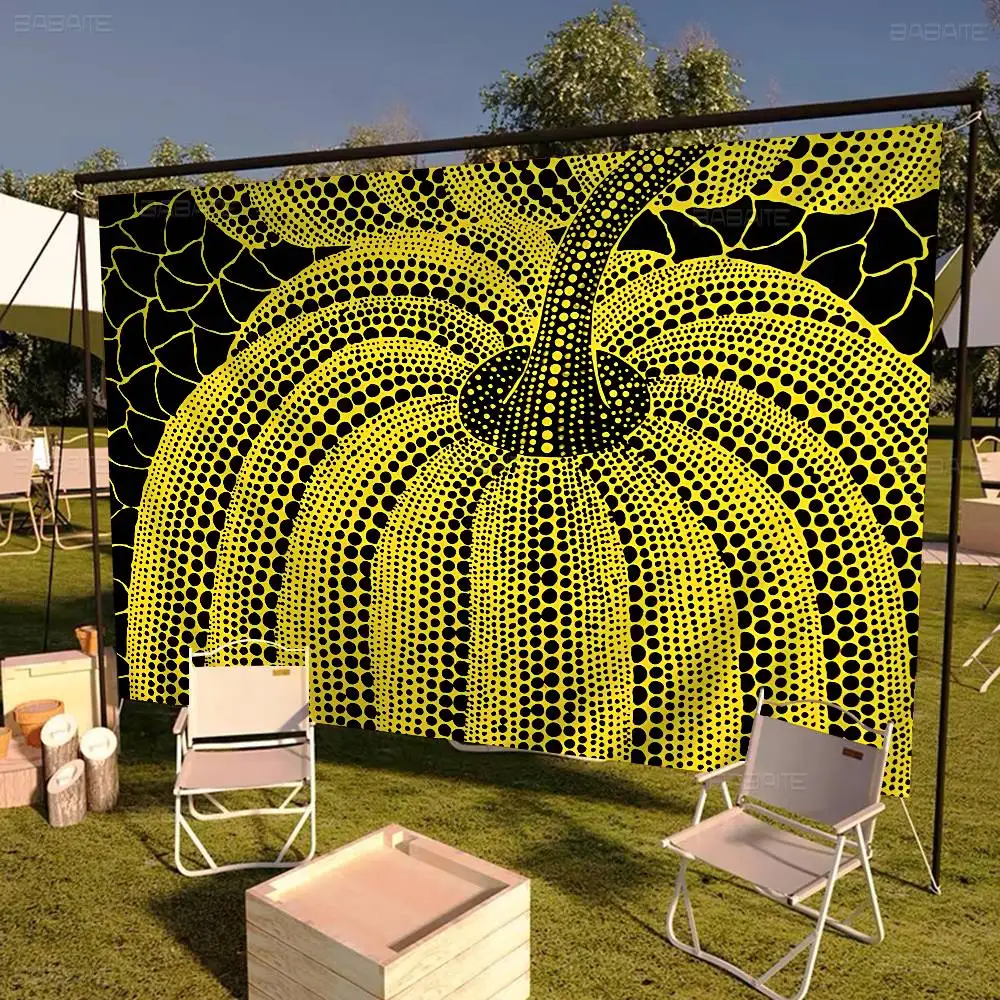 Yellow Dots Yayoi Kusama High End Quality Banner Printing Artistic Atmosphere Style Camping Flag