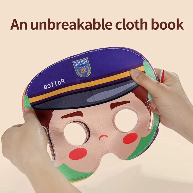 Libro di stoffa per bambini Maschera Libro di stoffa Tema carriera Giocattolo per bambini Personaggio Esperienza divertente Giochi interattivi Ragazzo Ragazza Regalo