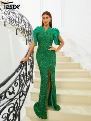 Yesexy Elegant Party Dresses For Women 2023 Green Panel Sequin Split Evening Prom Formal Occasion Dresses