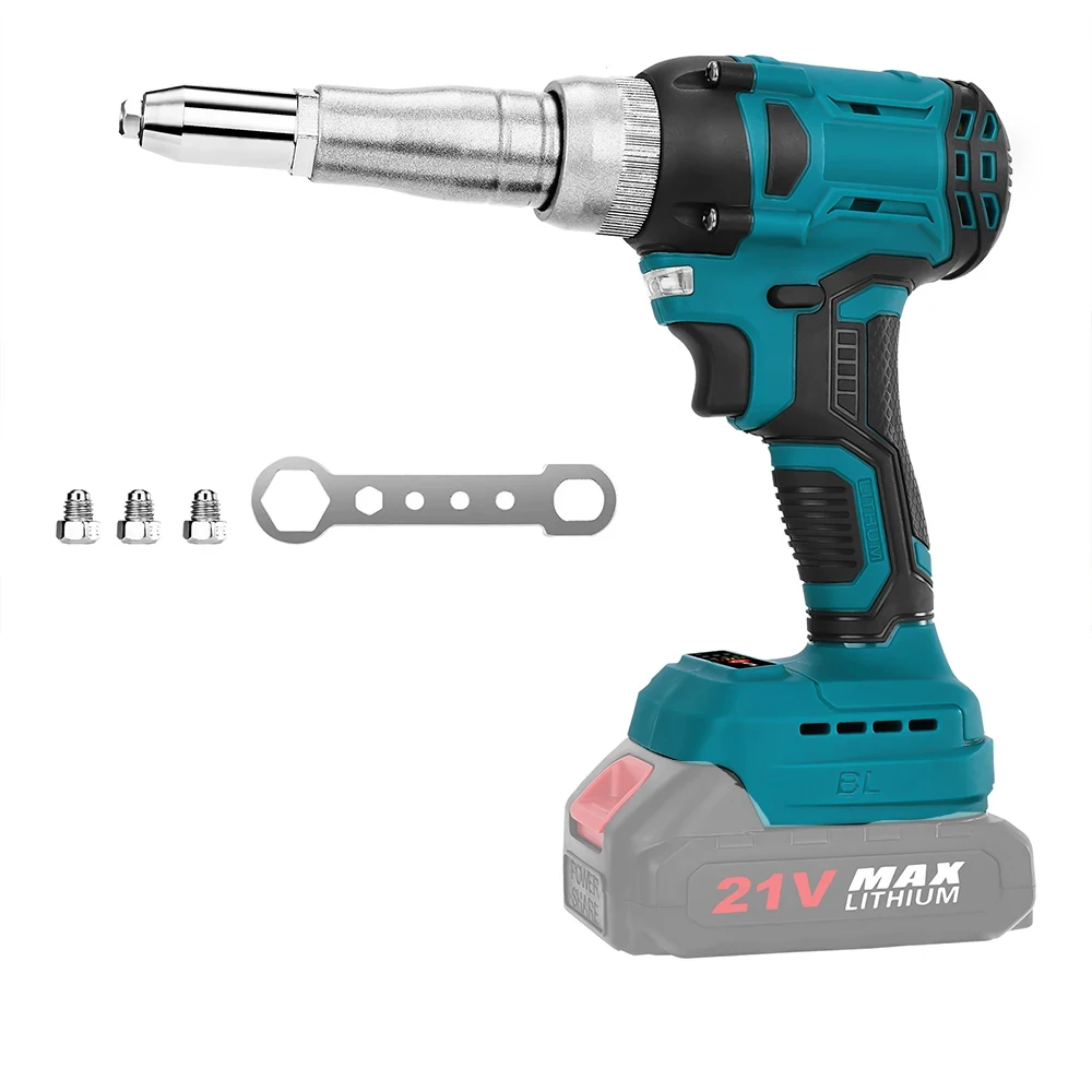 Pistola per rivettatrice elettrica senza spazzole Pistola per dadi per rivettatura automatica senza fili Utensili elettrici per inserto per trapano per Makita 18V per la costruzione