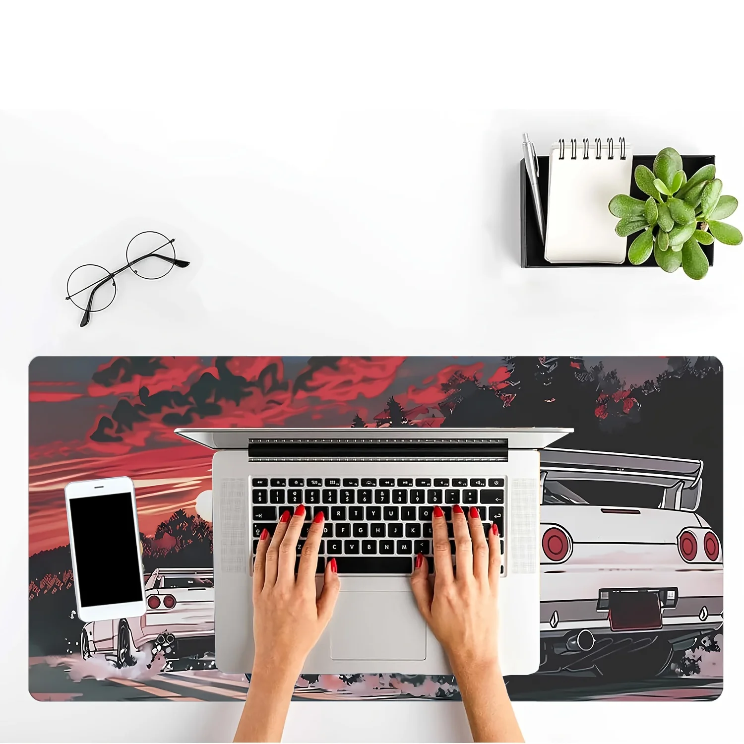 Tapete de mouse para jogos grandes de carro de corrida, teclado suave, tapete de mesa com borda de costura, fundo de borracha antiderrapante, acessório de computador
