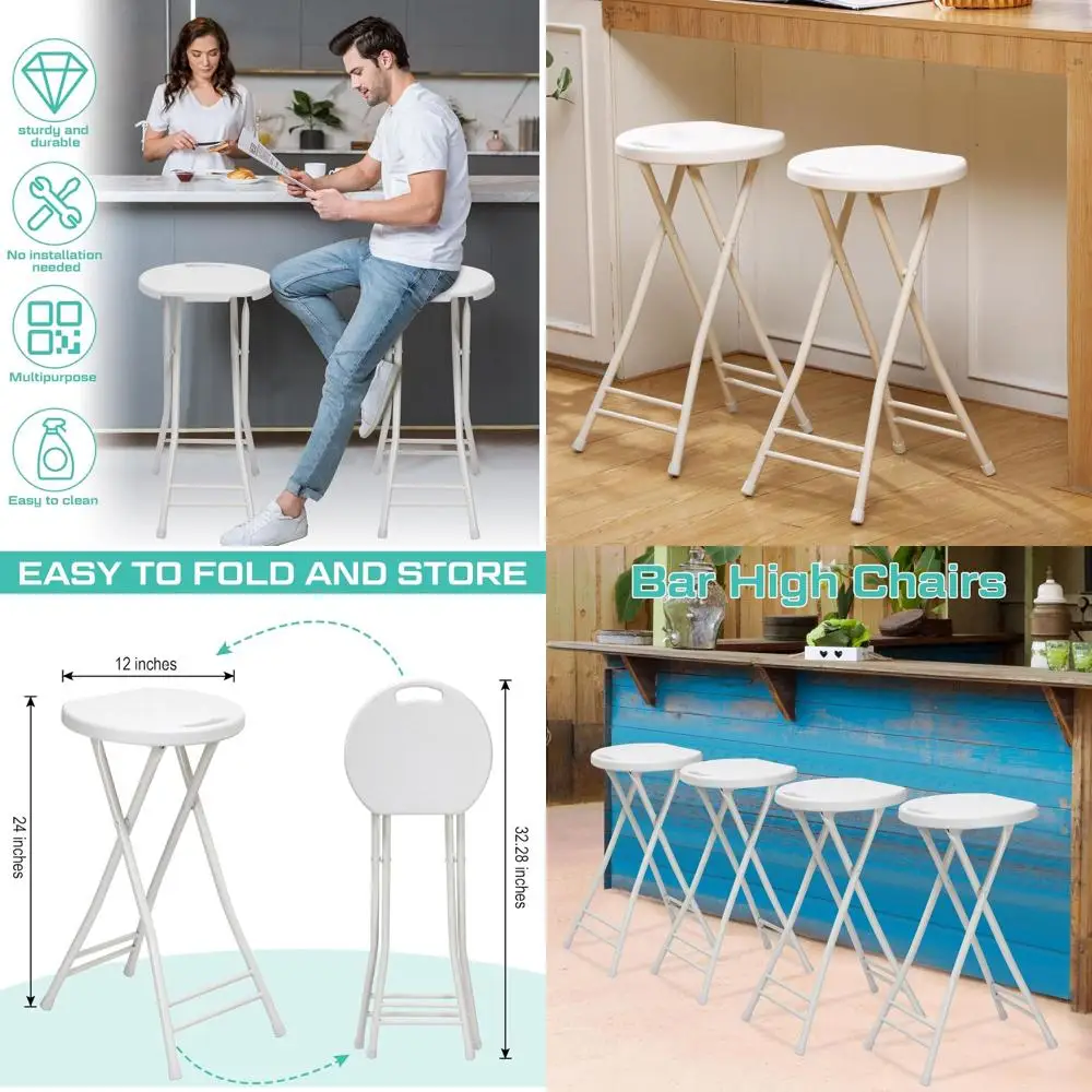 

Портативные складные пластиковые стулья (24 шт.) с ручкой, сверхпрочные, для взрослых, для использования в помещении/на улице, грузоподъемность 136 кг, белые