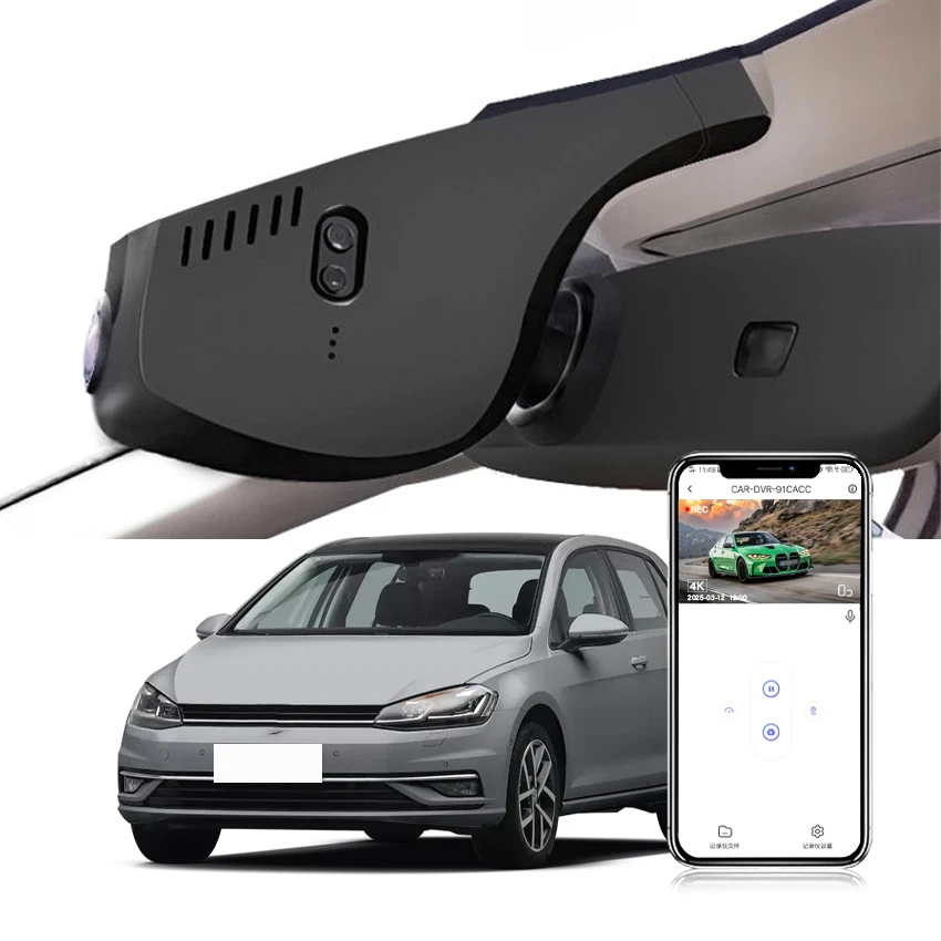 4K Dash Cam for Volkswagen Golf GTI/R (2015-2025), Original Style HD Night Vision, Wide Angle,for VW MK7/7.5/8 Compatible