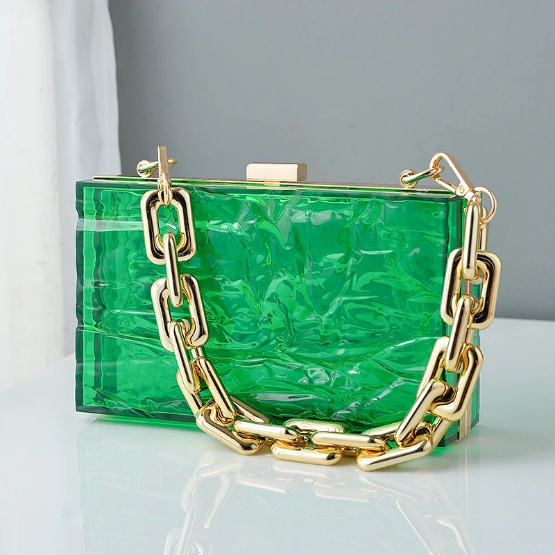 Green Transparent Bag Acrylic Clutch Jell Party Bags for Women 2024 Evening Clutch Luxury Designer Handbags Crossbody Purse