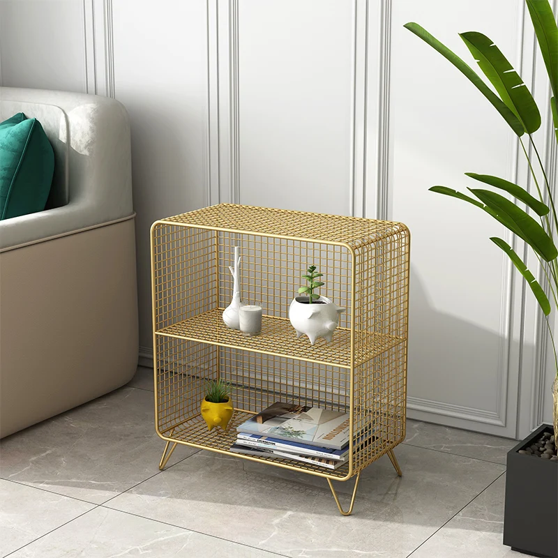 Floor to Floor Bookshelf, Iron Art Bedside Small Cabinet, Simple Multi-layer Bookshelf for Living Room Bedroom Study