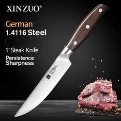 XINZUO 1pcs/4pcs Steak Knife German Din 1.4116 Stainless Steel Chef Knife Dinner Premium Red Sandalwood Handle