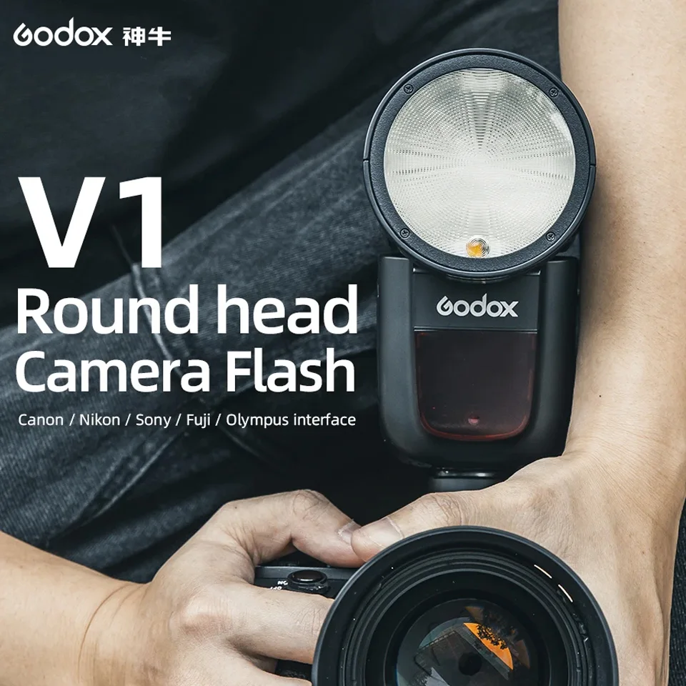 Godox V1 S/C/N/F/O Round Head TTL Camera Flash with 76Ws Output Auto Zoom Control with 2.4GHz Wireless X-System Transmitter