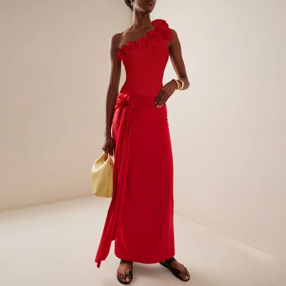 

Swimsuit Set for Women, Single Shoulder, Three-Dimensional Flower, Honeymoon Vacation, Popular, 2024 New