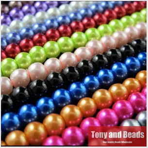 (200pcs Per Lot) B Quality 3.5x4MM Dyed Glass Pearl Round Loose Beads 30\