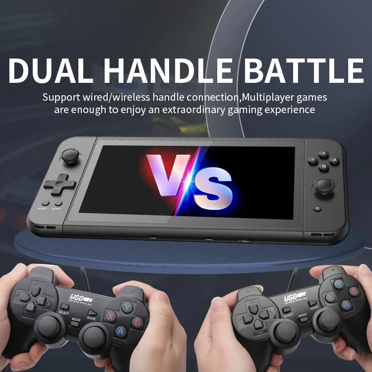 

POWKIDDY X70 Portable Retro Handheld Game Console 7-inch HD Screen Video Games Consoles Two-Player TV Out Gaming Player Box Gift