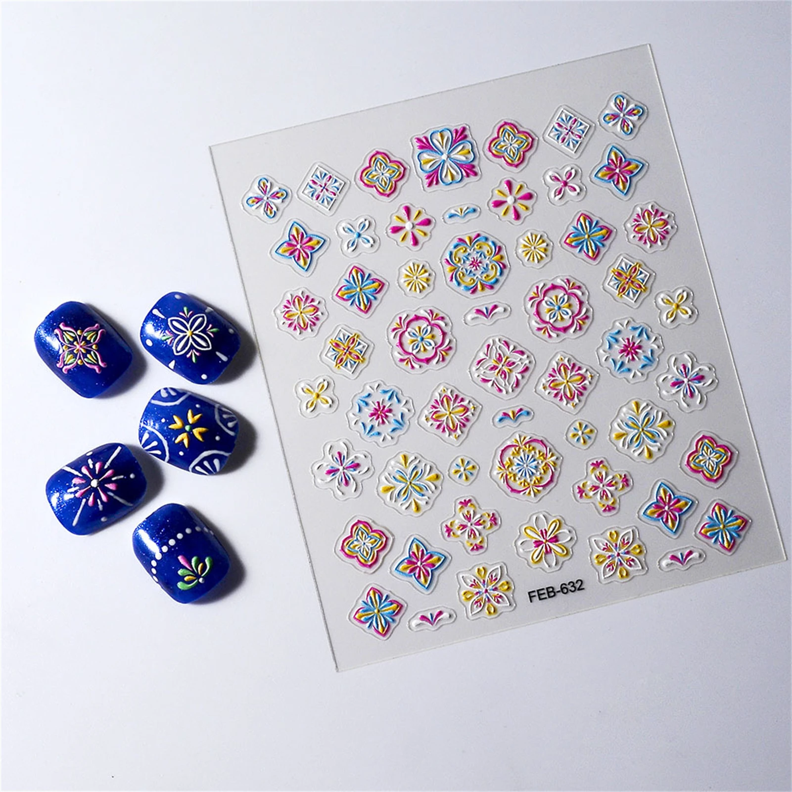 Multi Bloem Nail Art Sticker Reliëf Diy Nail Art Manicure Stickers Voor Feesten Bruiloft Dating Dagelijks Leven