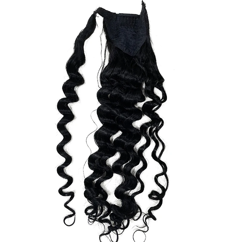 تمديد ذيل حصان مموج طبيعي 12-26 بوصة 100% لف الشعر حول الرباط مع مقاطع ذيل حصان لون نقي هيربيسي للنساء #2
