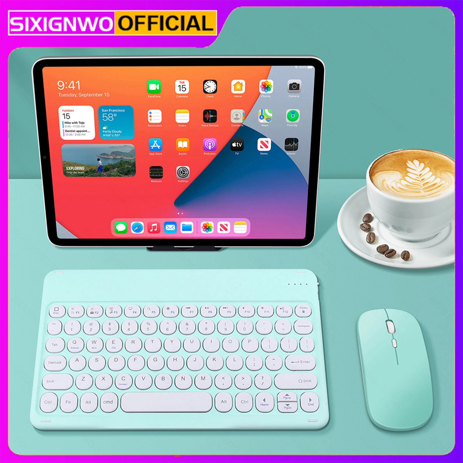 Combo de Teclado e Mouse sem Fio Bluetooth, Teclado para iPad, Touchpad, Xiaomi, Samsung Tab, Tablet, Android, IOS, Windows