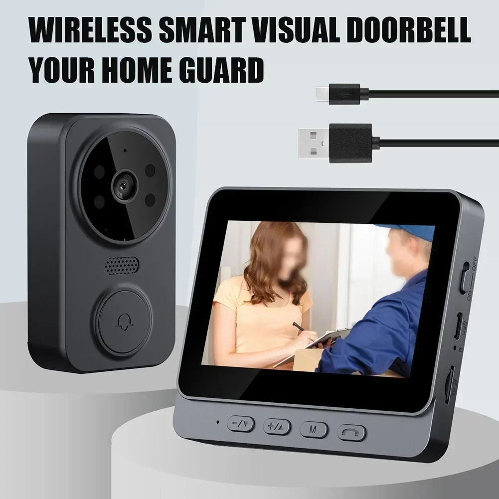 

1Set 4.3Inch IPS Screen Wireless Video Doorbell Phone Security Camera Door Bell Intercom 12 Languages Can Be Switched Freely