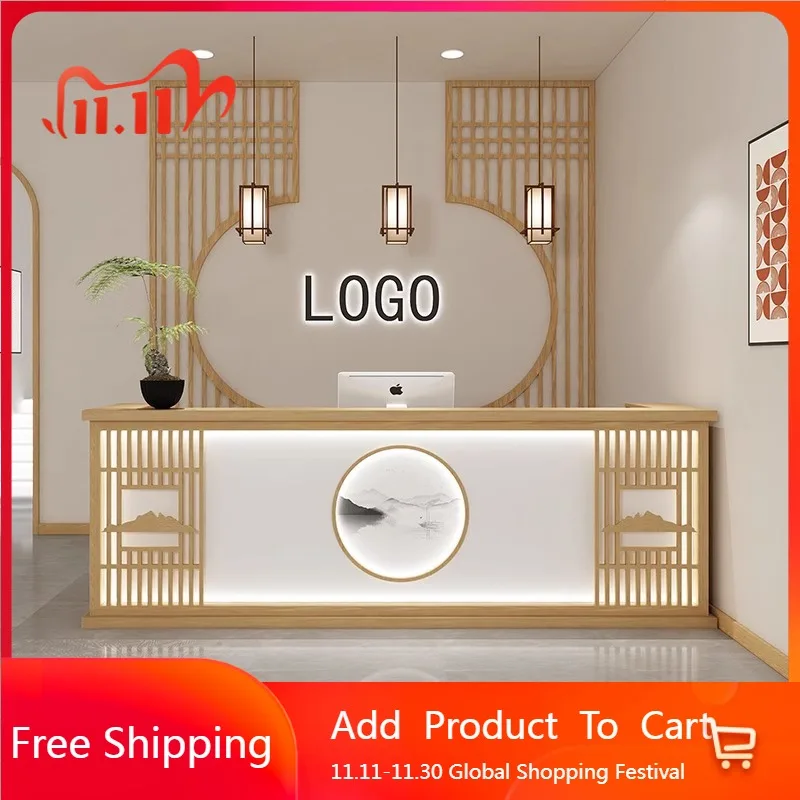 

Aesthetic Minimalist Reception Desks Beauty Luxury Modern Shelves Desks Unique Display Hotel Escritorio Commercial Furniture