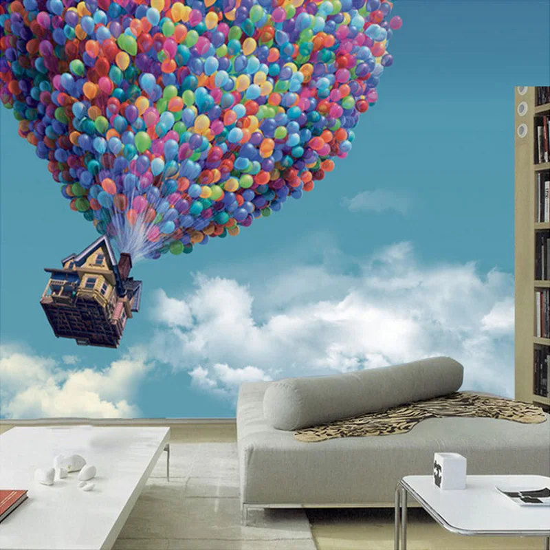 

Custom Photo Wallpaper 3D Wall Murals Hot Air Balloon Blue Sky White Clouds Background Large Wall Painting Living Room Backdrop