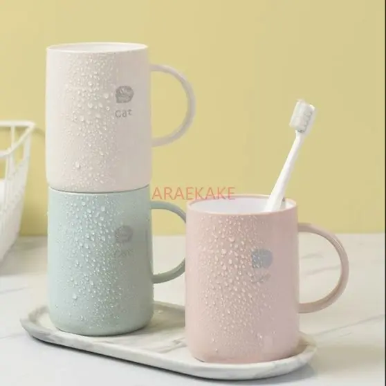 

1pcs Plastic mouthwash cup, simple household wash cup, couple wash cup, cartoon cute thick toothbrush cup with handle