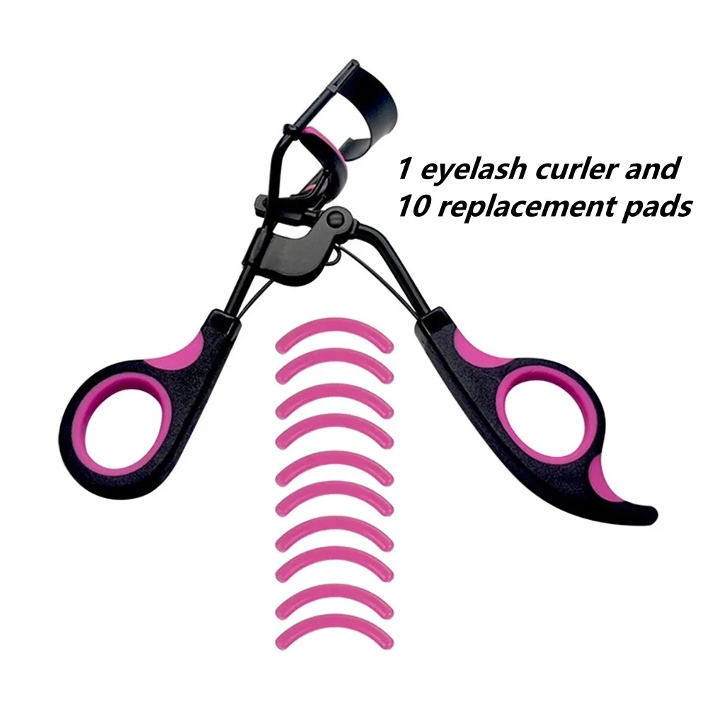 Eyelash Curler with 10pcs Replacement Pads Women Professional Eyelashes Curling Tweezers Clips Lasting Eyes Makeup Beauty Tools