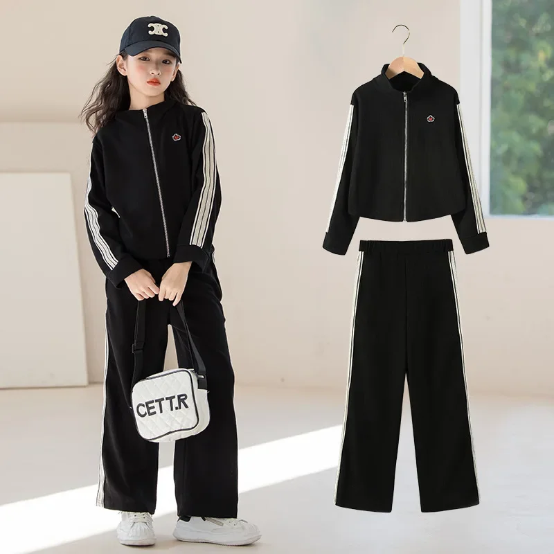 

Girls' Autumn Set 5-14 Year Old Girl's Black Sports Suit Student Clothing Young and Fashionable Girl Clothes 7-12y 12+y