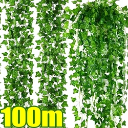 Artificial Green Ivy Leaf Rattan Creeper Leaves Hanging Vine Garland DIY Fake Plants Garden Wedding Party Home Decoration Leaves