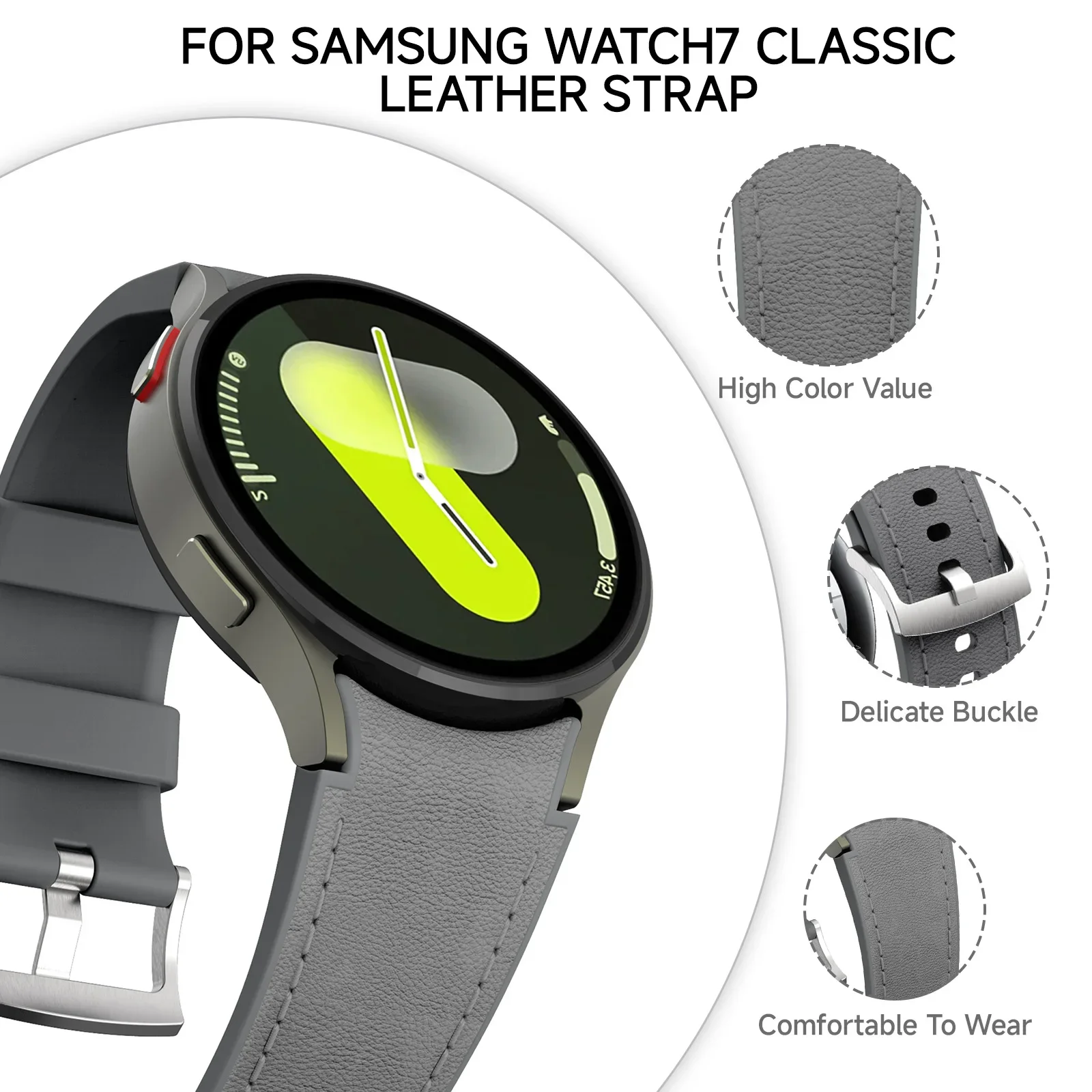 

No Gaps Leather Silicone Strap for Samsung Galaxy Watch 7 6 5 4 40mm 44mm 5Pro 45mm 6 4Classic 43mm 47mm 42mm 46mm Business Band