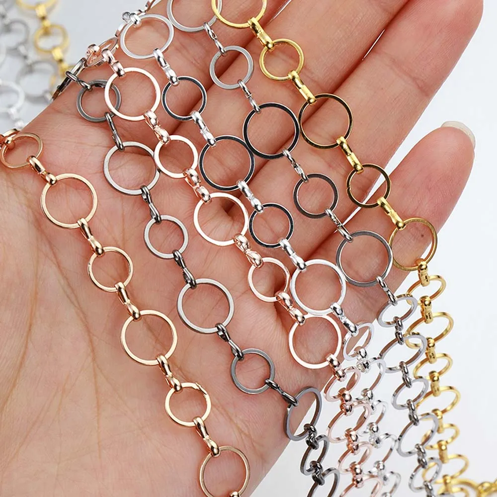 1M 10MM+8MM Round Closed Rings Link Chain Copper Chains Handmade Necklace Chains DIY Jewelry Findings Bag Accessories Wholesale