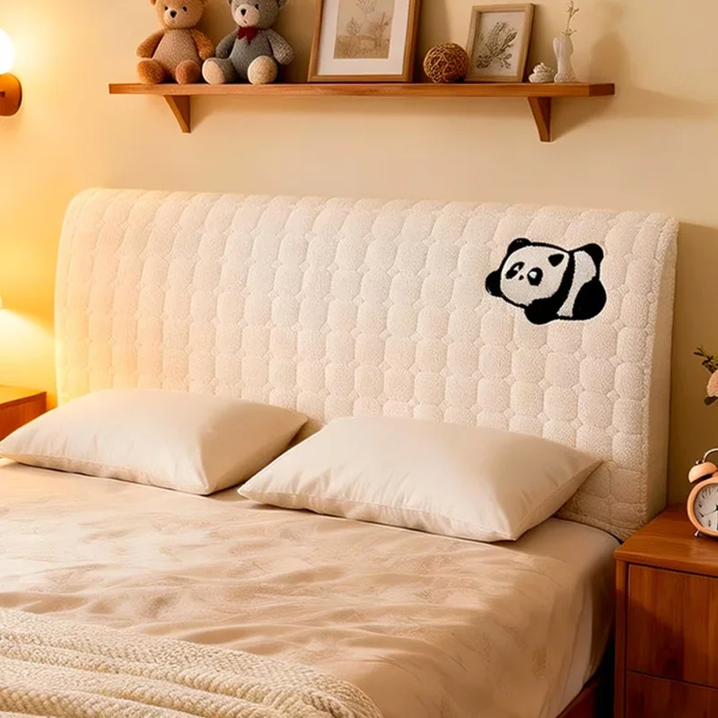 Double Bed Headboard Backrest Cover Cute Cartoon Short Plush Skin Friendly Dust-proof Heighten and Thickened Decorative Fabric