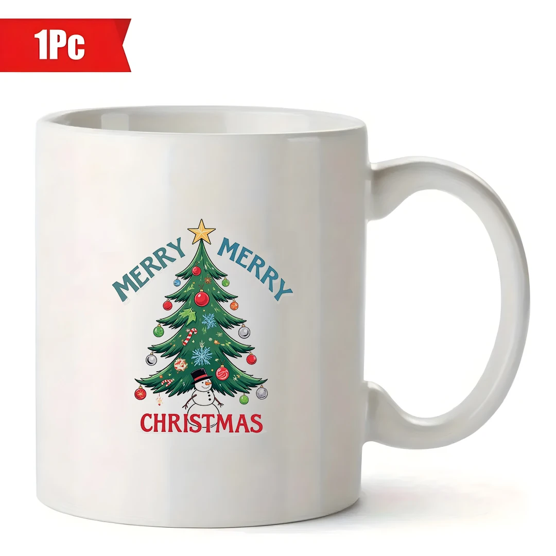 11oz Christmas Tree Cartoon Mug Kids & Family Christmas Gift Party Hot & Cold Drink Cup