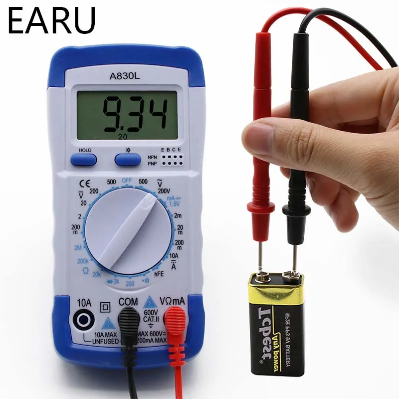 A830L LCD Digital Multimeter DC AC Voltage Diode Freguency Volt Tester Test Current Voltmeter Ammeter Meter Gauge Display Tool