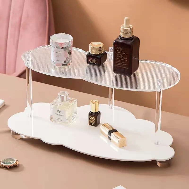 Ins Cloud Acrylic Rack Desktop 2-layer Placed Aromatherapy Cup Cosmetics Perfume Display Rack Storage Rack Desktop Organizer