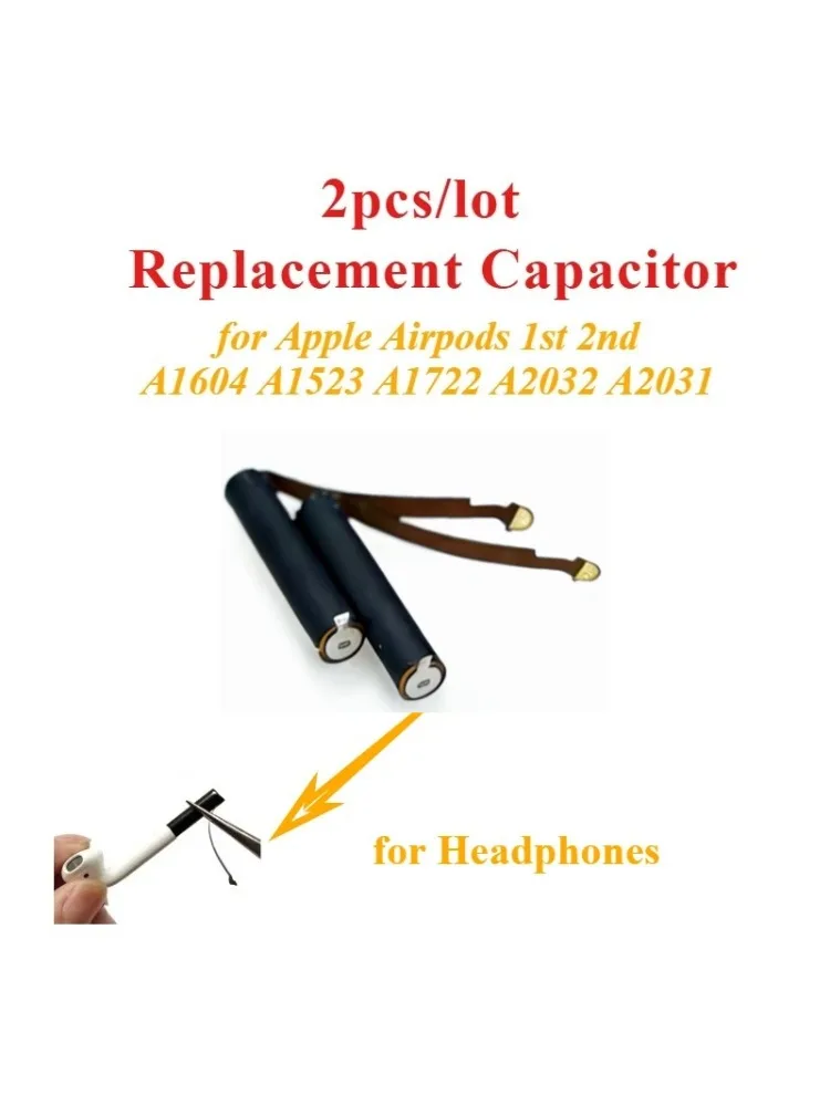2 szt./para Zamienny kondensator baterii do AirPods 1. i 2. generacji A1604 A1523 A1722 A2032 A2031 Zamiennik GOKY93mWhA1604 — zdjęcie produktu 3